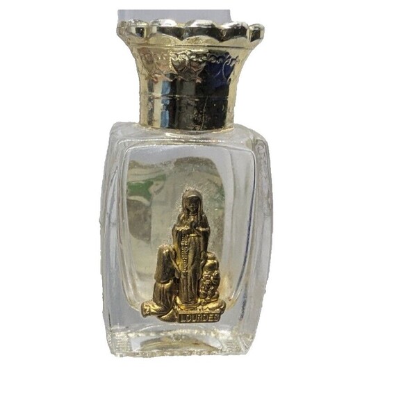 Empty Glass Bottle with the Virgin Eau de Lourdes 2.5" X 1.25" Holy Water - Picture 2 of 5